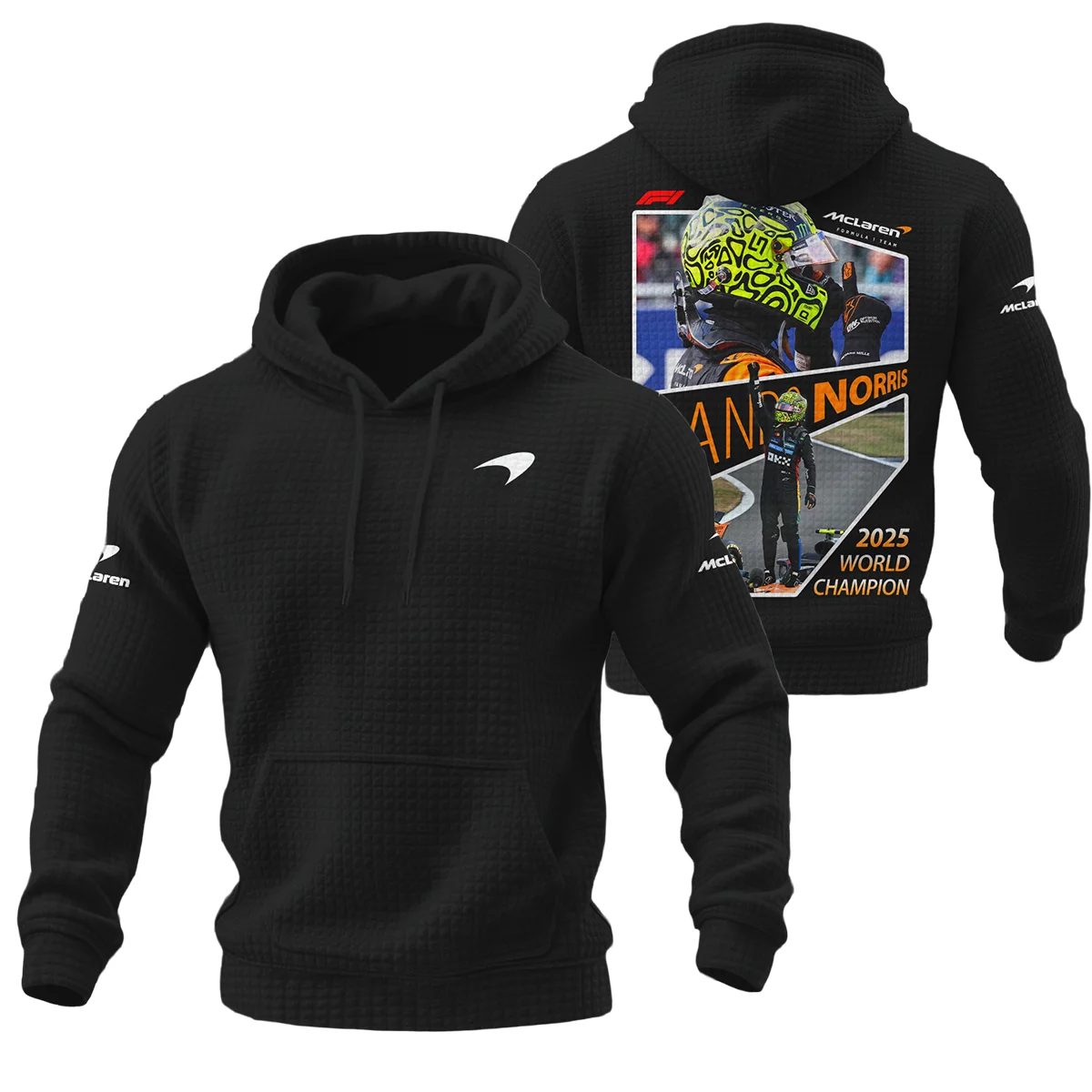 2025 WDC Lando Norris McLaren F1 Team Hoodie Quilted Waffle BLNRWDCA5HQW