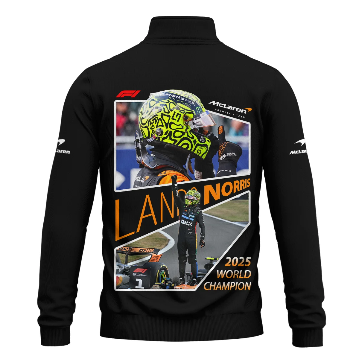 2025 WDC Lando Norris McLaren F1 Team Quarter-Zip Sweatshirt BLNRWDCA5QZS - Image 3