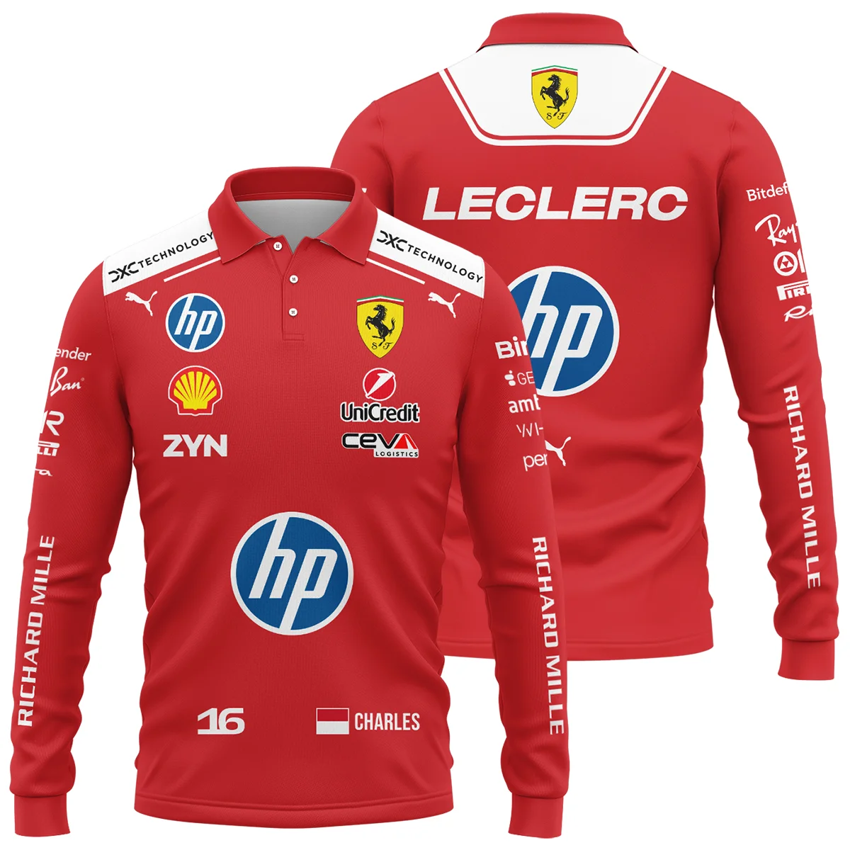 2026 Charles Leclerc Ferrari F1 Teamwear Long Polo Shirt BLVAFRR2226A1LPL - Trackside Outfit