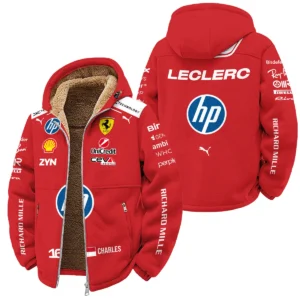 2026 Charles Leclerc Ferrari F1 Teamwear Winter Fleece Jacket BLVAFRR2226A1WFJ
