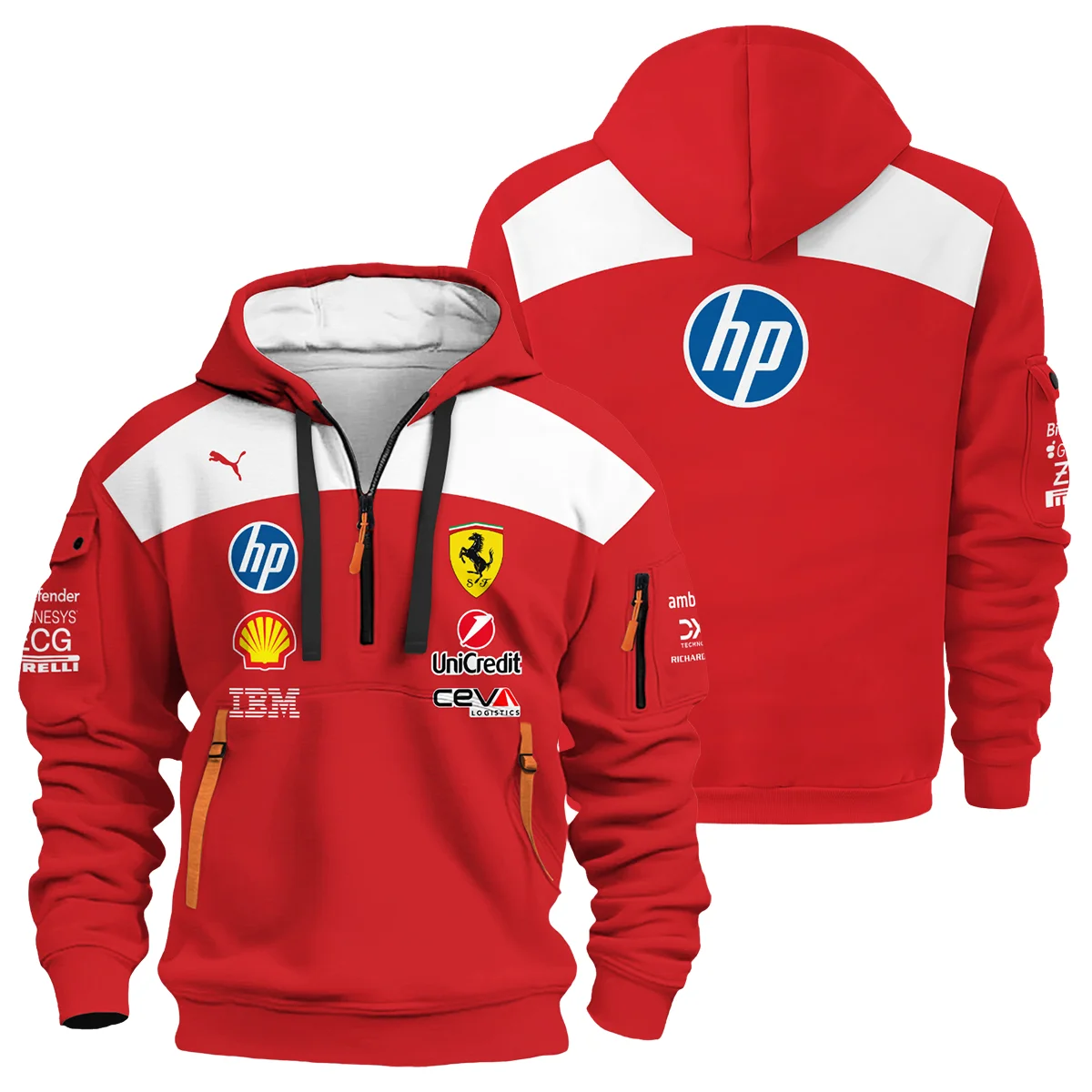 2026 Ferrari F1 Teamwear Hoodie Half Zip BLVAFRR2226A5HDF - Motorsport Apparel