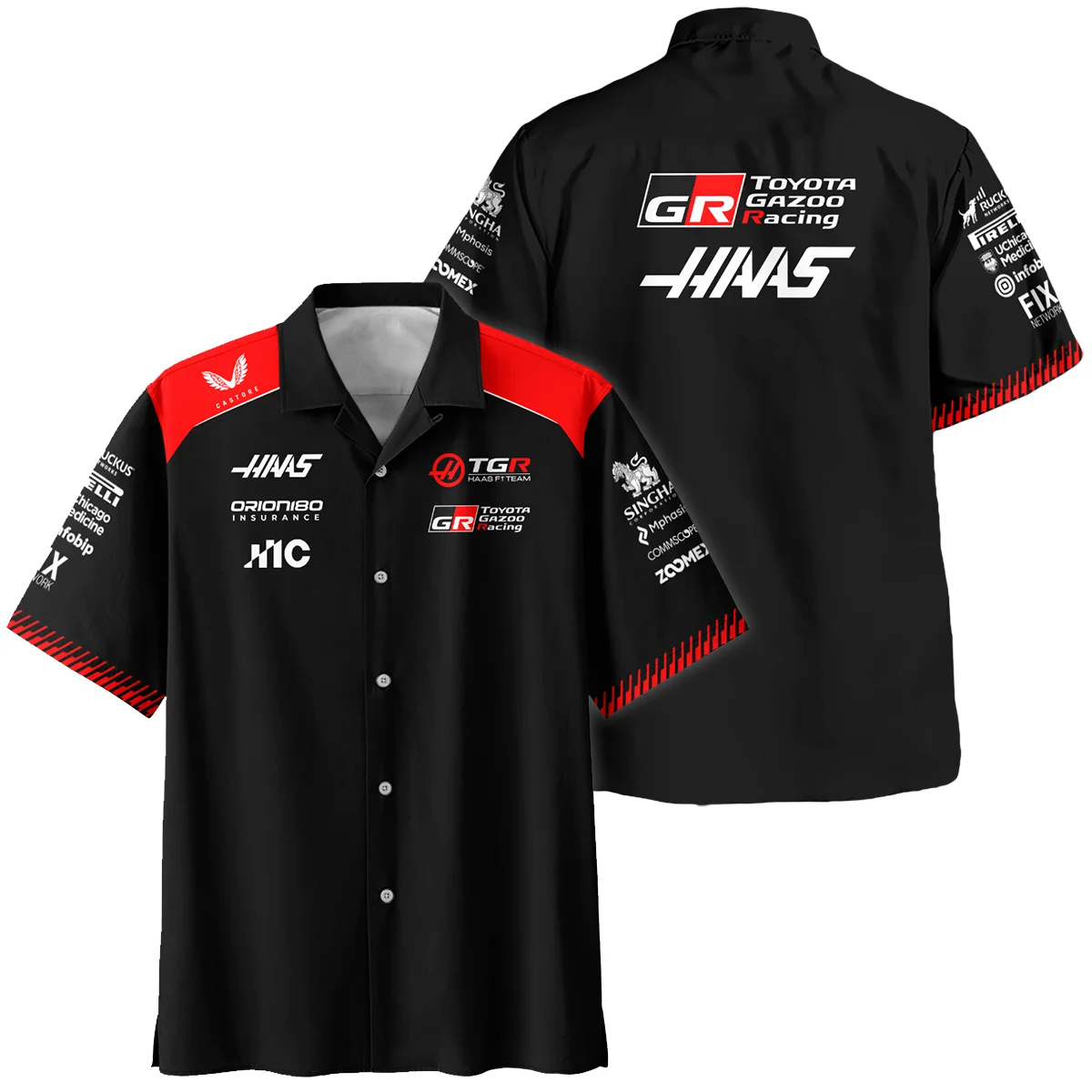 2026 Haas F1 Teamwear Hawaiian Shirt BLVAHAAS9226A1HW - Black - Trackside Outfit