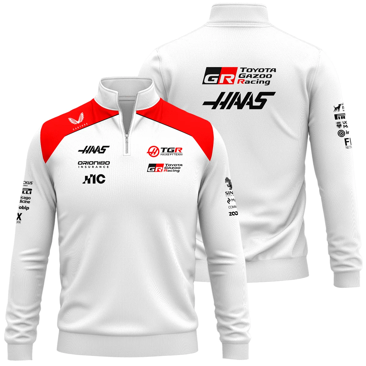 2026 Haas F1 Teamwear Quarter Zip Sweatshirt BLVAHAAS9226A2QZS - White - Motorsport Lifestyle Wear