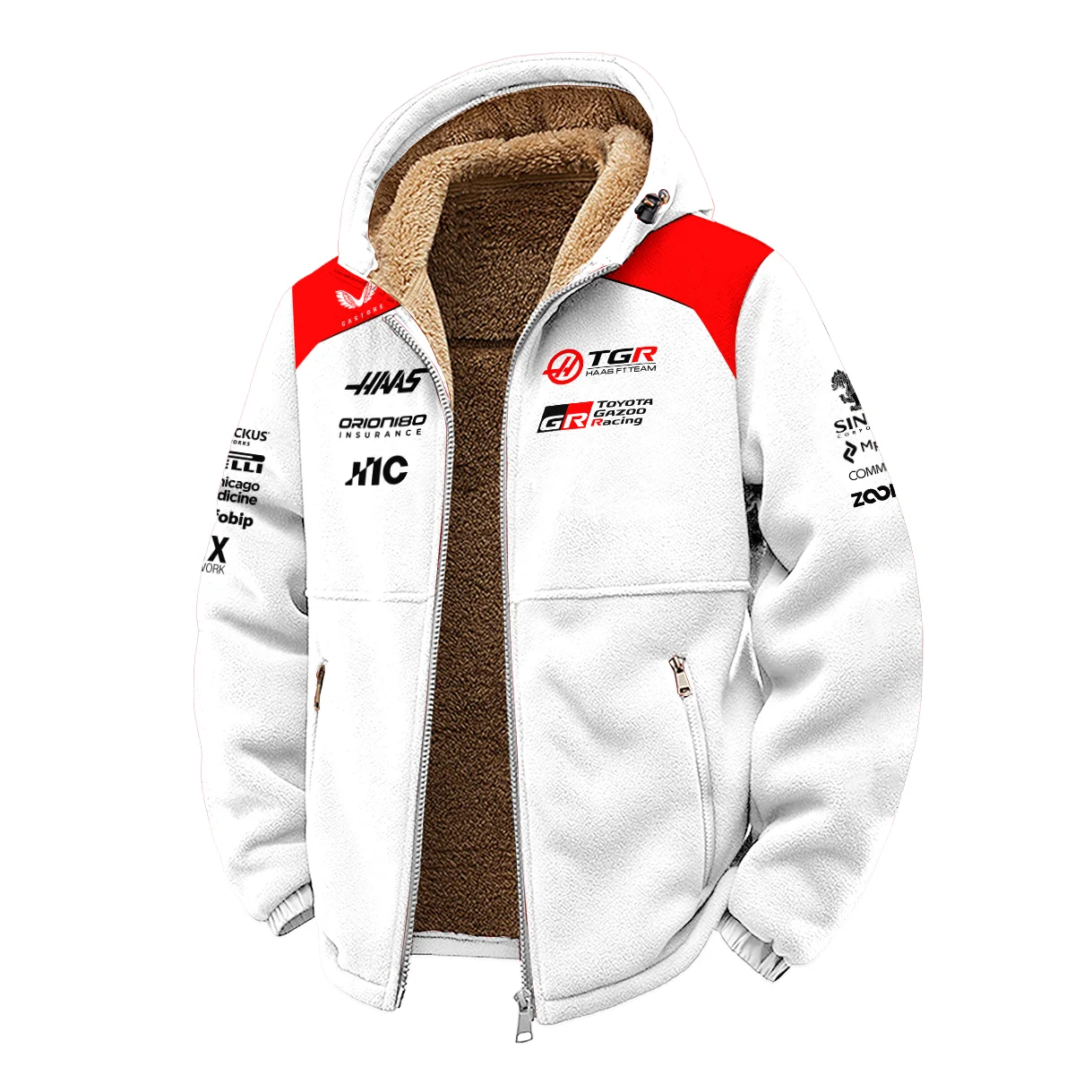 2026 Haas F1 Teamwear Winter Fleece Jacket BLVAHAAS9226A2WFJ - White - Image 2