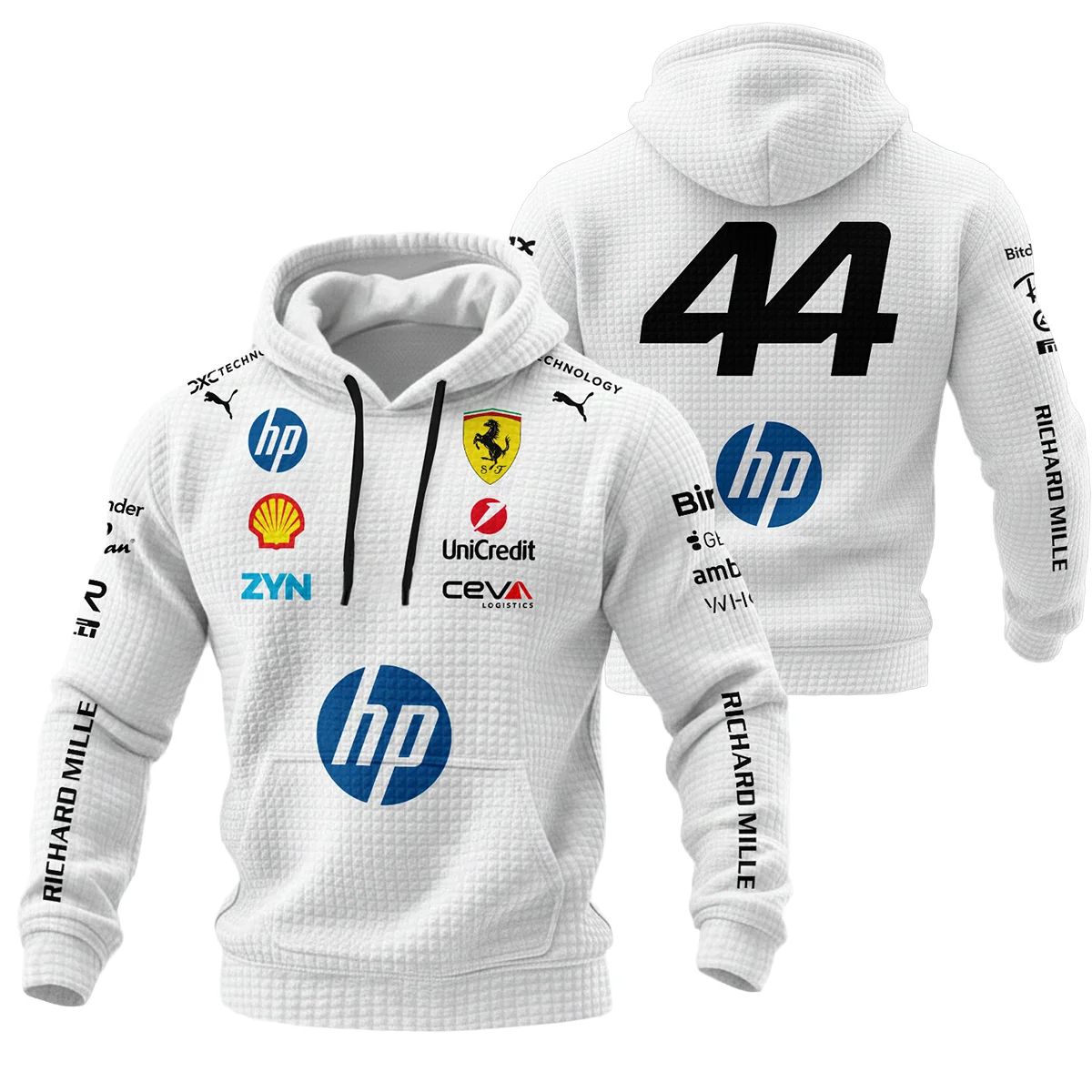 2026 Hamilton 44 Ferrari F1 Teamwear Hoodie Quilted Waffle BLVAFRR2226A4HQW - Race Day Outfit
