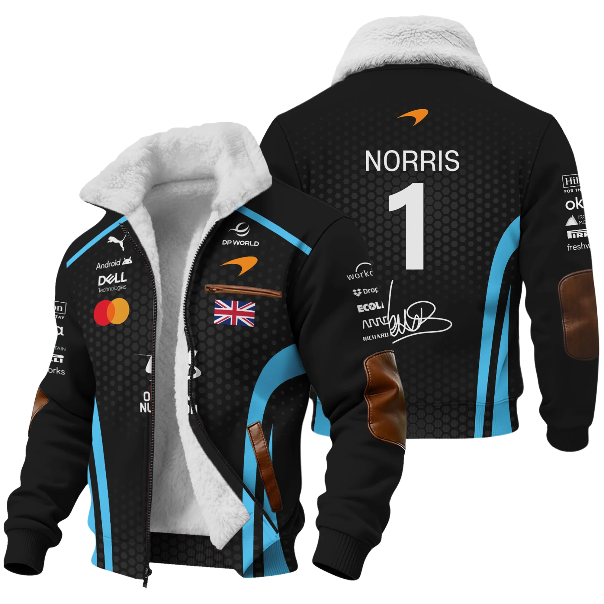 2026 Lando Norris McLaren F1 Teamwear Fleece Jacket BLNR26226A3FJ - Cyan - Formula Racing Apparel