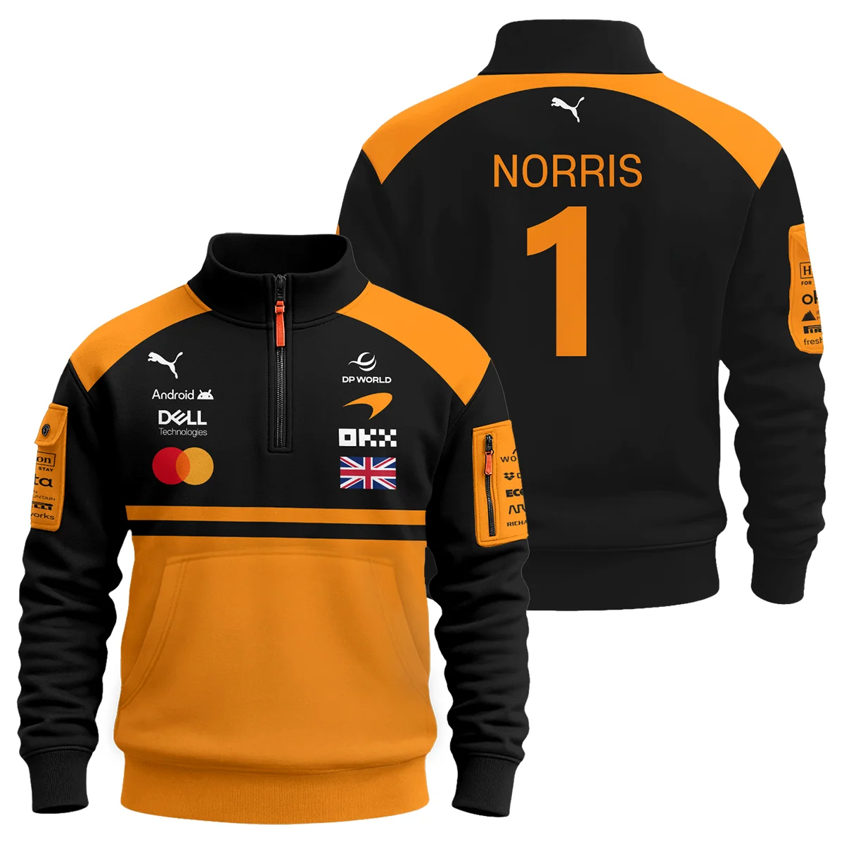 2026 Lando Norris McLaren F1 Teamwear Sweatshirt Zipper BLNR26126A1SHZ - Orange - Trackside Outfit