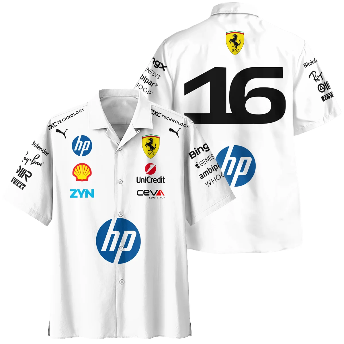 2026 Leclerc 16 Ferrari F1 Teamwear Hawaiian Shirt BLVAFRR2226A2HW - Trackside Outfit