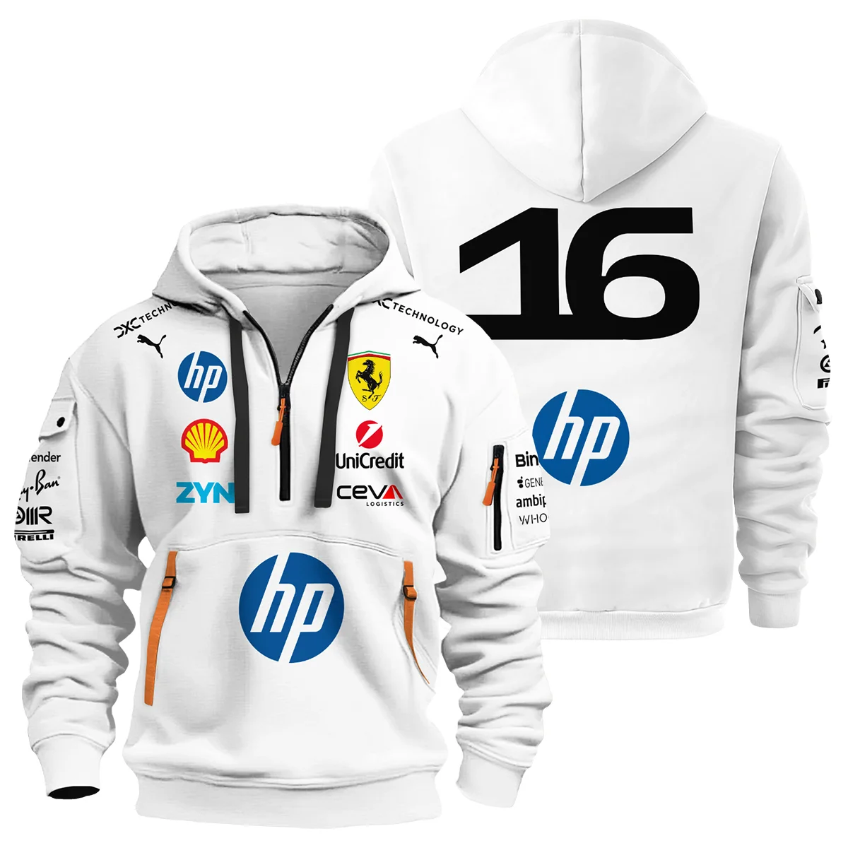 2026 Leclerc 16 Ferrari F1 Teamwear Hoodie Half Zip BLVAFRR2226A2HDF - Formula Racing Apparel