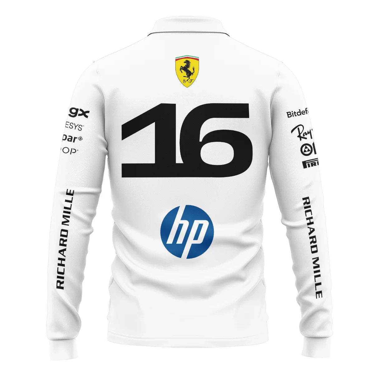 2026 Leclerc 16 Ferrari F1 Teamwear Long Polo Shirt BLVAFRR2226A2LPL - Image 3