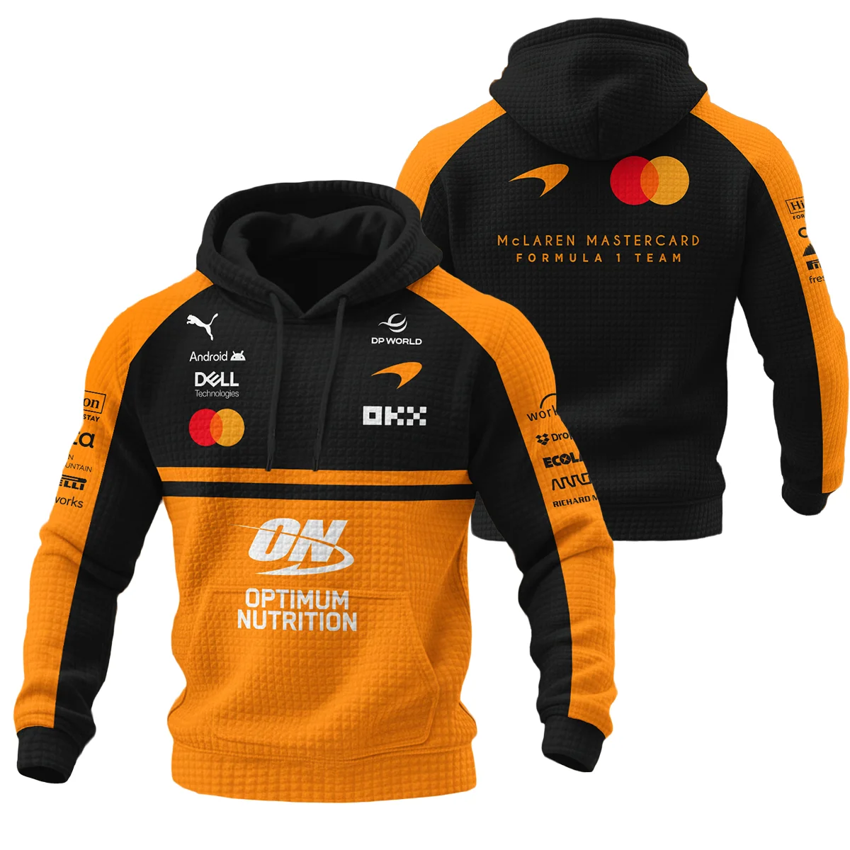 2026 McLaren F1 Teamwear For Fans Hoodie Quilted Waffle BLMCL25126A1HQW - Orange - Racing Lifestyle Clothing