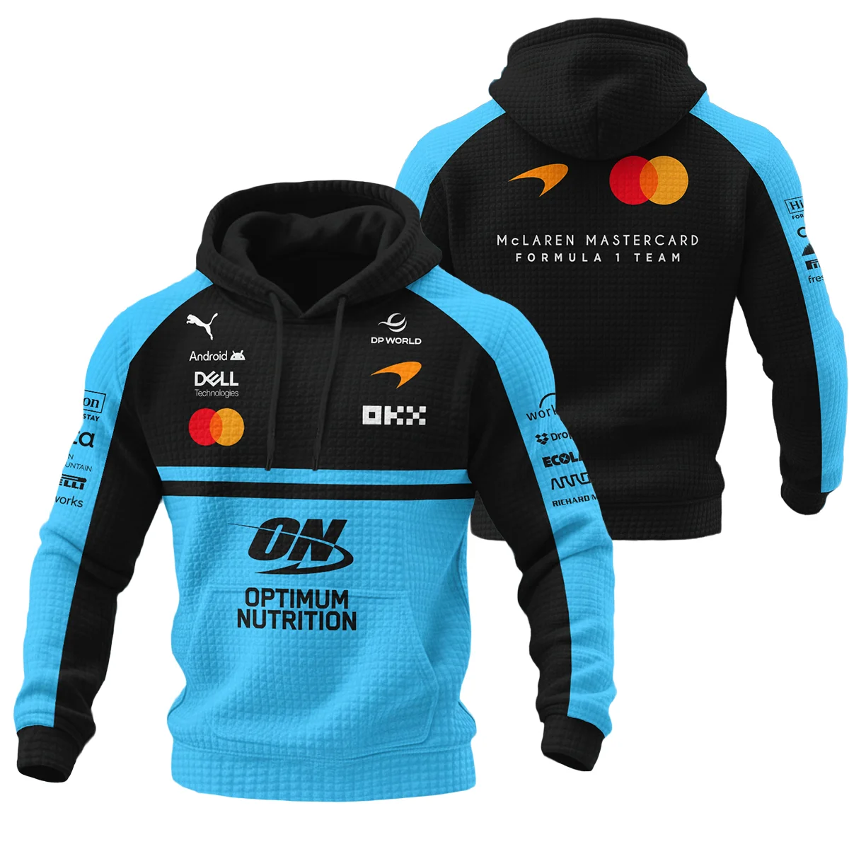 2026 McLaren F1 Teamwear For Fans Hoodie Quilted Waffle BLMCL25126A3HQW - Cyan - Trackside Outfit