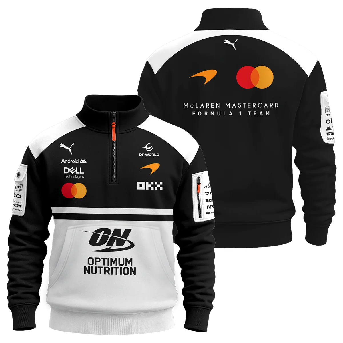 2026 McLaren F1 Teamwear For Fans Sweatshirt Zipper BLMCL25126A2SHZ - White - Formula Racing Apparel