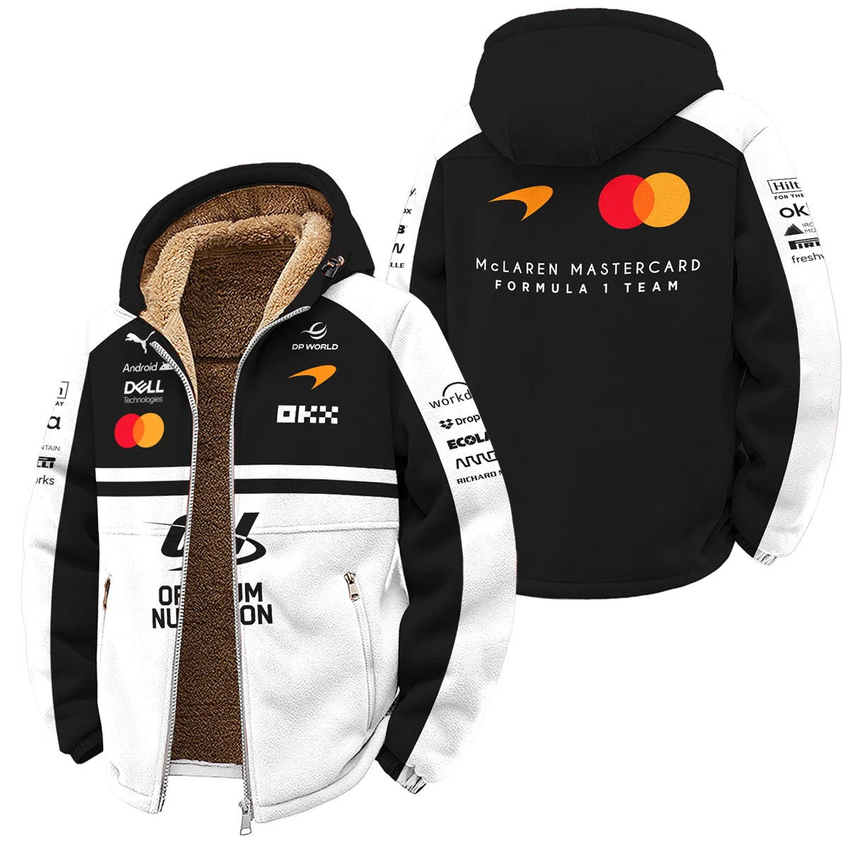 2026 McLaren F1 Teamwear For Fans Winter Fleece Jacket BLMCL25126A2WFJ - White