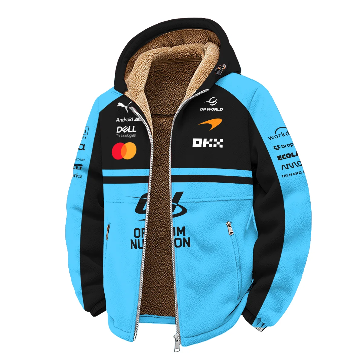 2026 McLaren F1 Teamwear For Fans Winter Fleece Jacket BLMCL25126A3WFJ - Cyan - Image 2