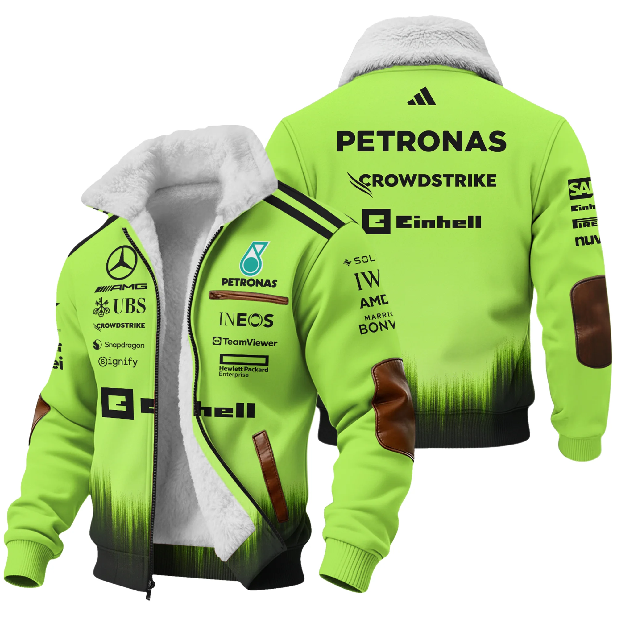 2026 Mercedes F1 Teamwear Fleece Jacket BLVAMER1226A5FJ - Green - Motorsport Apparel