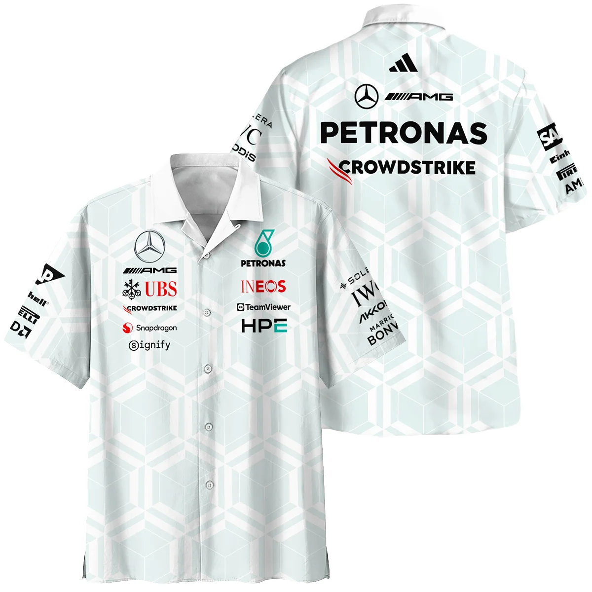 2026 Mercedes F1 Teamwear Hawaiian Shirt BLVAMER1226A2HW - F1 Fan Gear