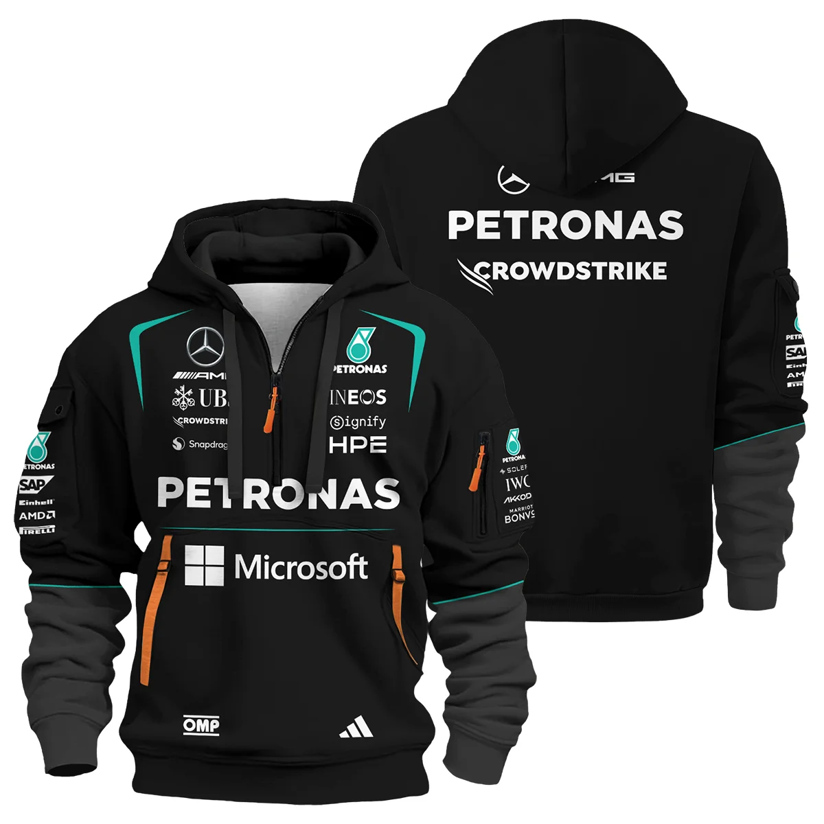 2026 Mercedes F1 Teamwear Hoodie Half Zip BLVAMER1226A4HDF - Formula Racing Apparel