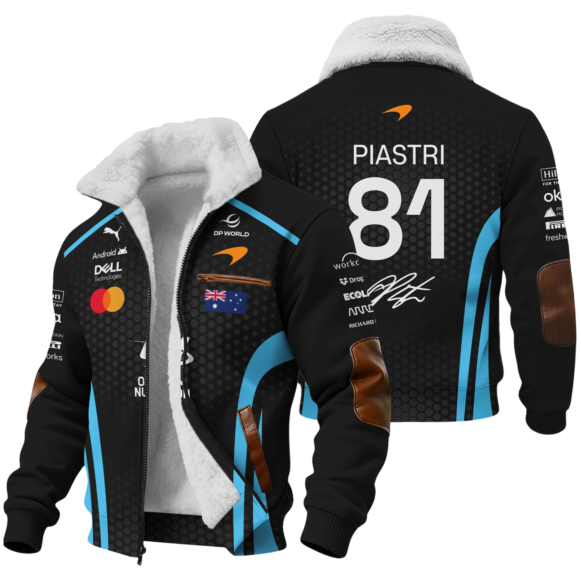 2026 Oscar Piastri McLaren F1 Teamwear Fleece Jacket BLOP26226A3FJ - Cyan - Formula Racing Apparel