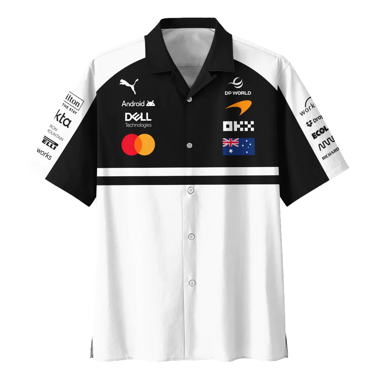 Alternative view of 2026 Oscar Piastri McLaren F1 Teamwear Hawaiian Shirt BLOP4226A2HW - White