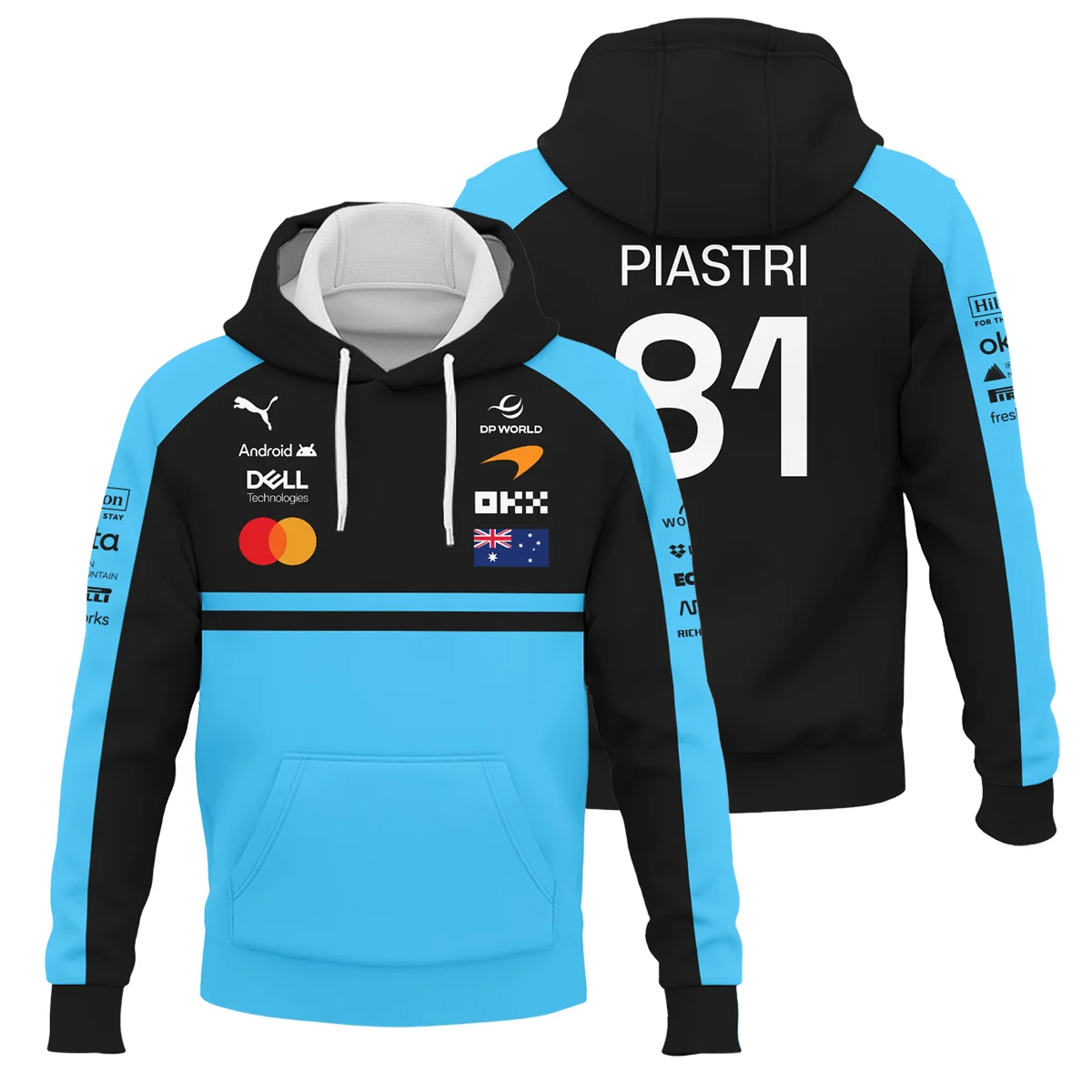 2026 Oscar Piastri McLaren F1 Teamwear Hoodie BLOP4226A3HD - Cyan - F1 Fan Gear