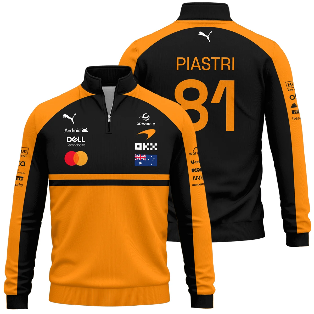 2026 Oscar Piastri McLaren F1 Teamwear Quarter Zip Sweatshirt BLOP4226A1QZS - Orange - Trackside Outfit