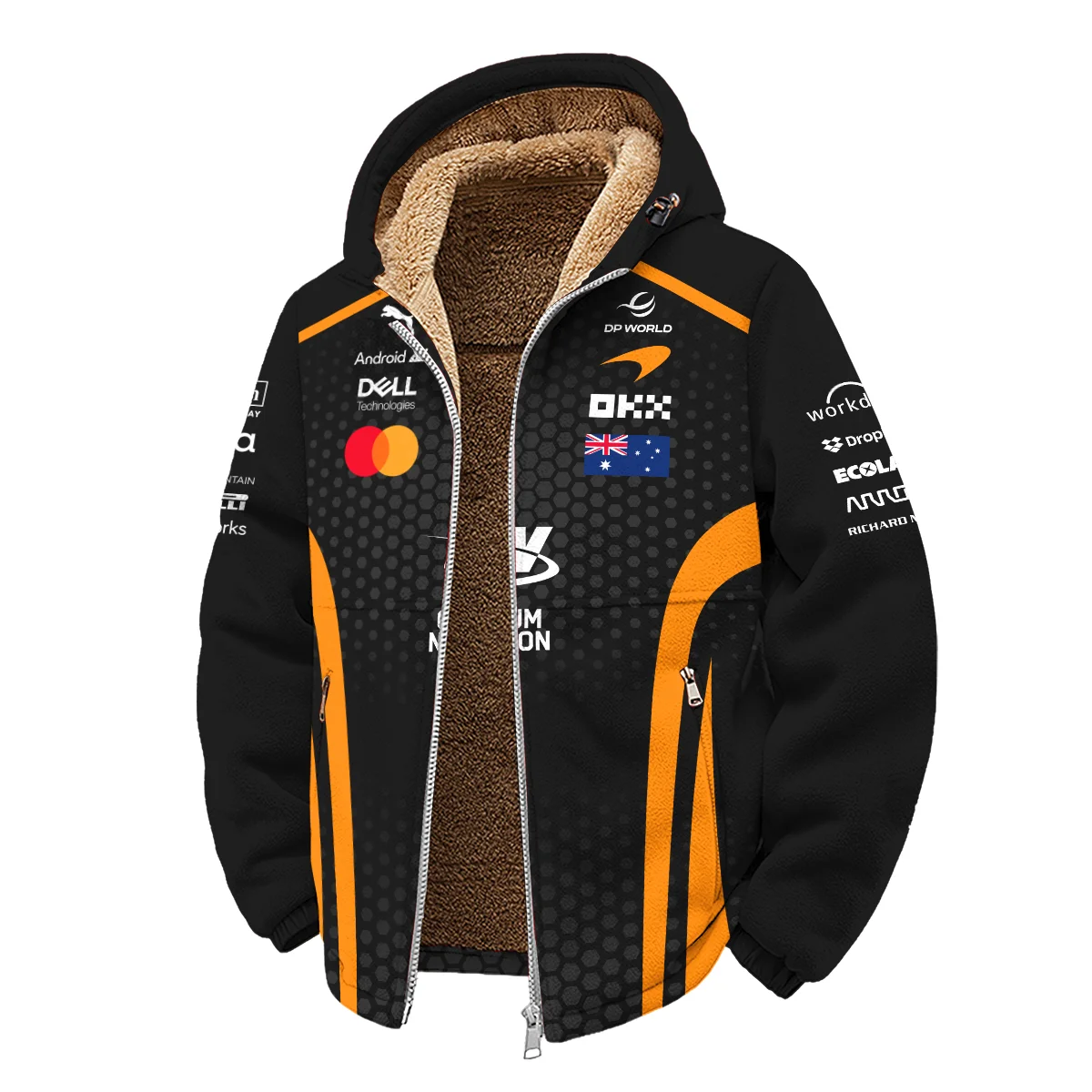 2026 Oscar Piastri McLaren F1 Teamwear Winter Fleece Jacket BLOP26226A1WFJ - Orange - Image 2