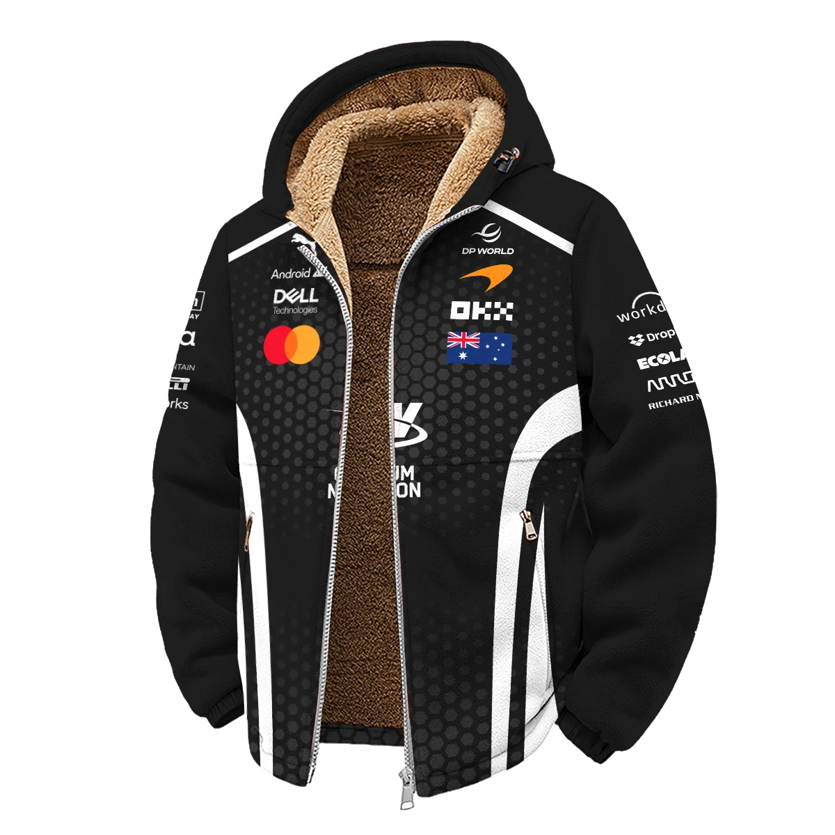 2026 Oscar Piastri McLaren F1 Teamwear Winter Fleece Jacket BLOP26226A2WFJ - White - Image 2