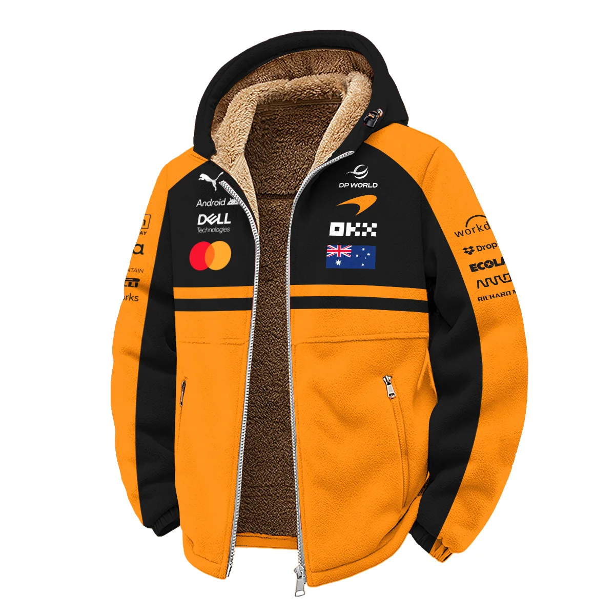 2026 Oscar Piastri McLaren F1 Teamwear Winter Fleece Jacket BLOP4226A1WFJ - Orange - Image 2