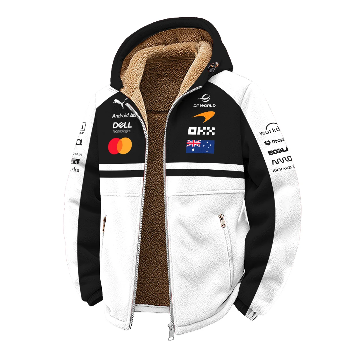 2026 Oscar Piastri McLaren F1 Teamwear Winter Fleece Jacket BLOP4226A2WFJ - White - Image 2