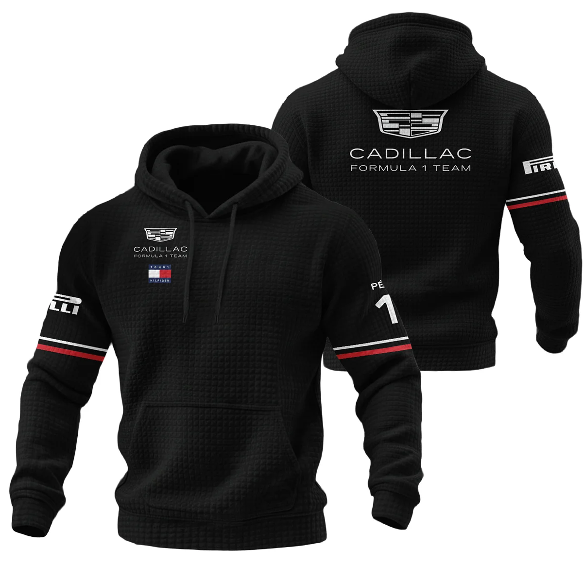 2026 Sergio Perez Cadillac F1 Teamwear Hoodie Quilted Waffle BLVACDL9226A4HQW - Black - Pit Lane Clothing