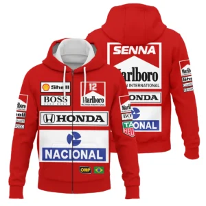 1988 Ayrton Senna Honda Race Suit Marlboro McLaren Zipper Hoodie BL3725A2ZHD - F1 Fan Gear