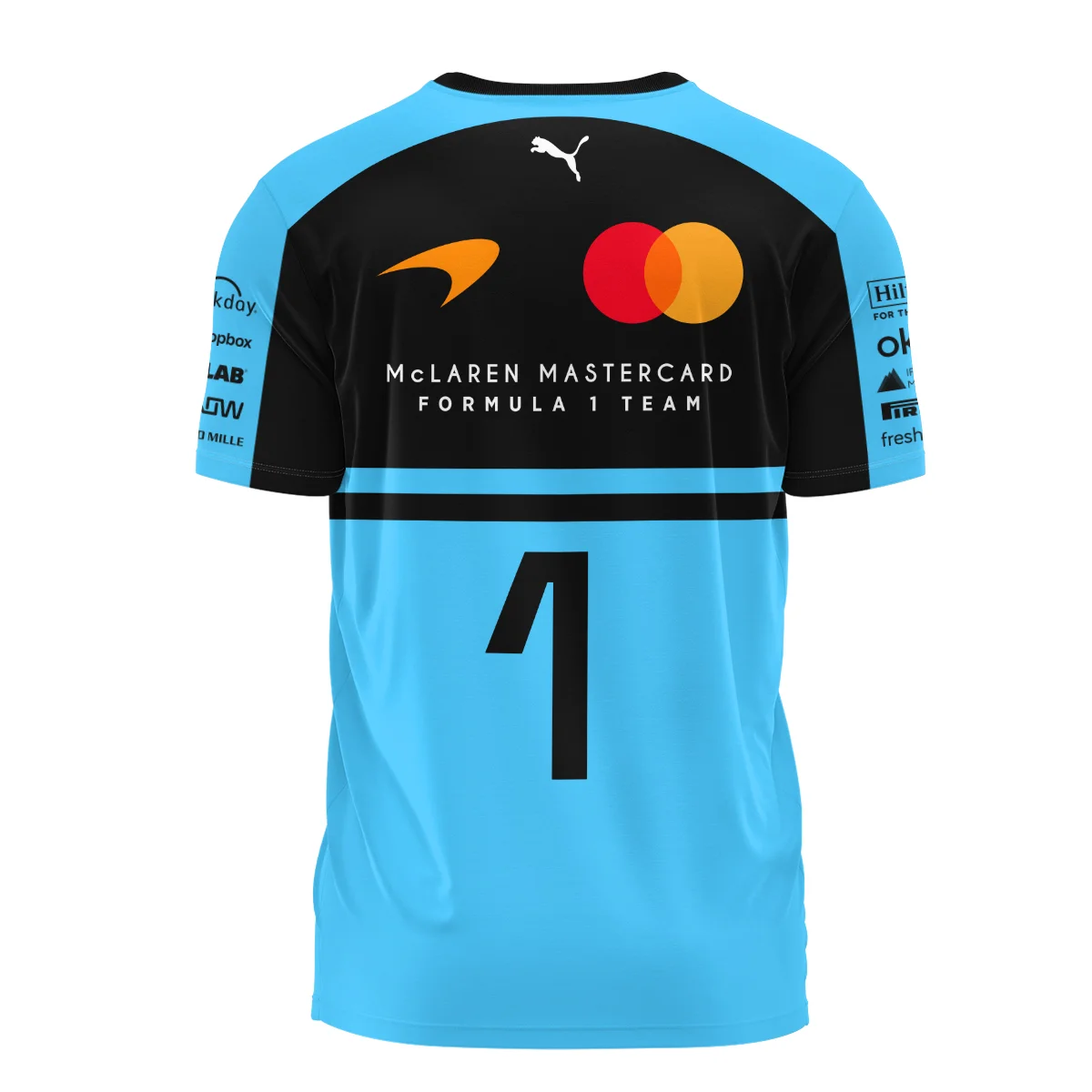 2026 Lando Norris 1 McLaren F1 Teamwear T-Shirt BLNR25326A3TS - Cyan - Image 3