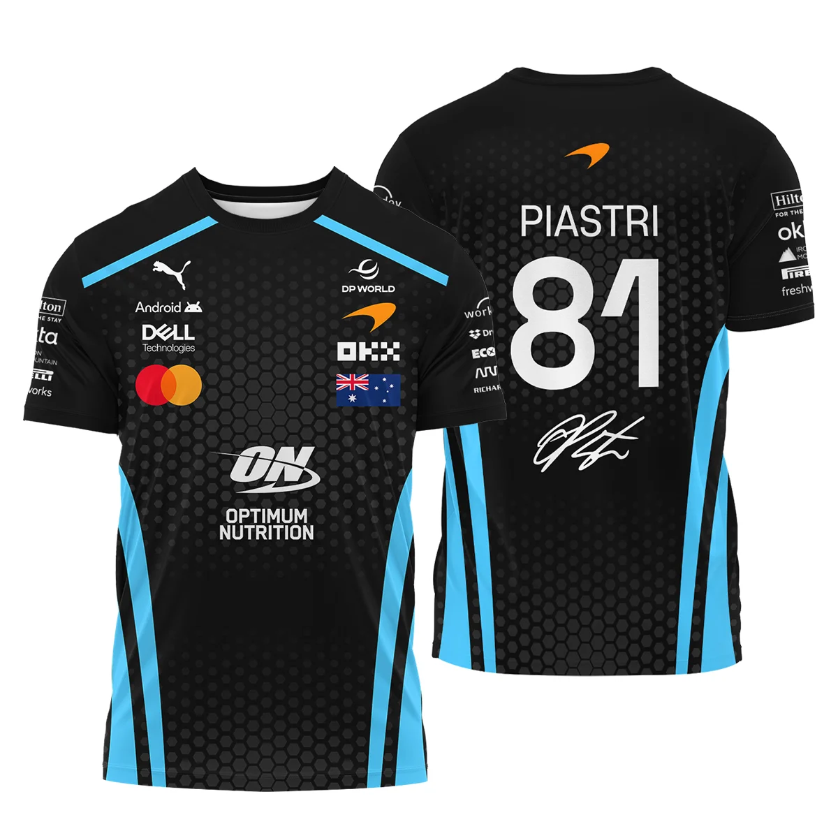 2026 Oscar Piastri McLaren F1 Teamwear T-Shirt BLOP26226A3TS - Cyan