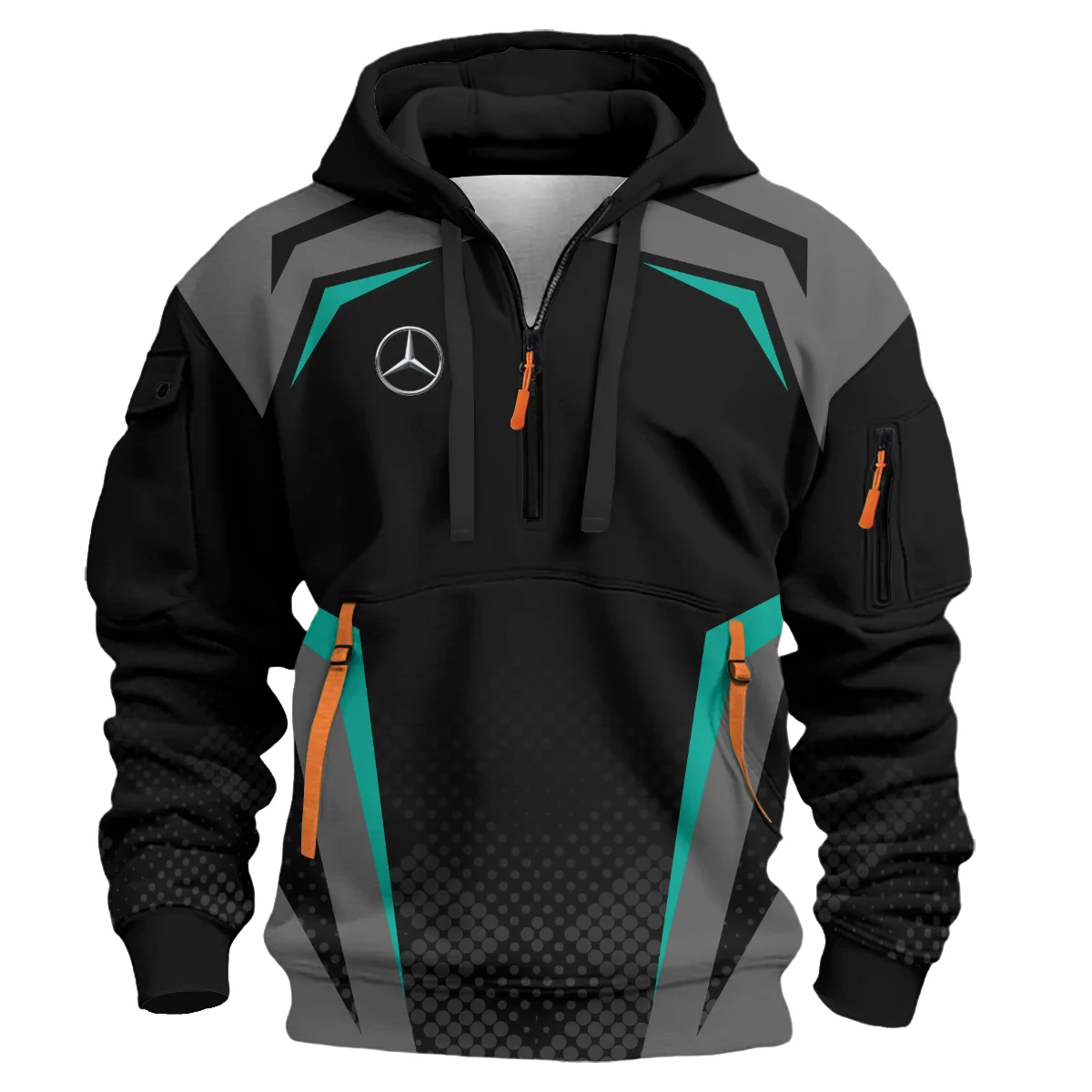 Mercedes F1 Teamwear Hoodie Half Zip BLVA5326A3MERHDF - Image 2