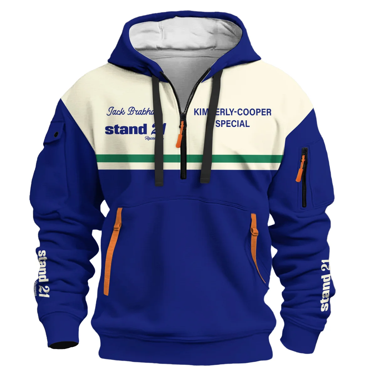 1990s Sir Jack Brabham Race IndyCar Suit Hoodie Half Zipper BLVAJB070725A02HDF - Image 2