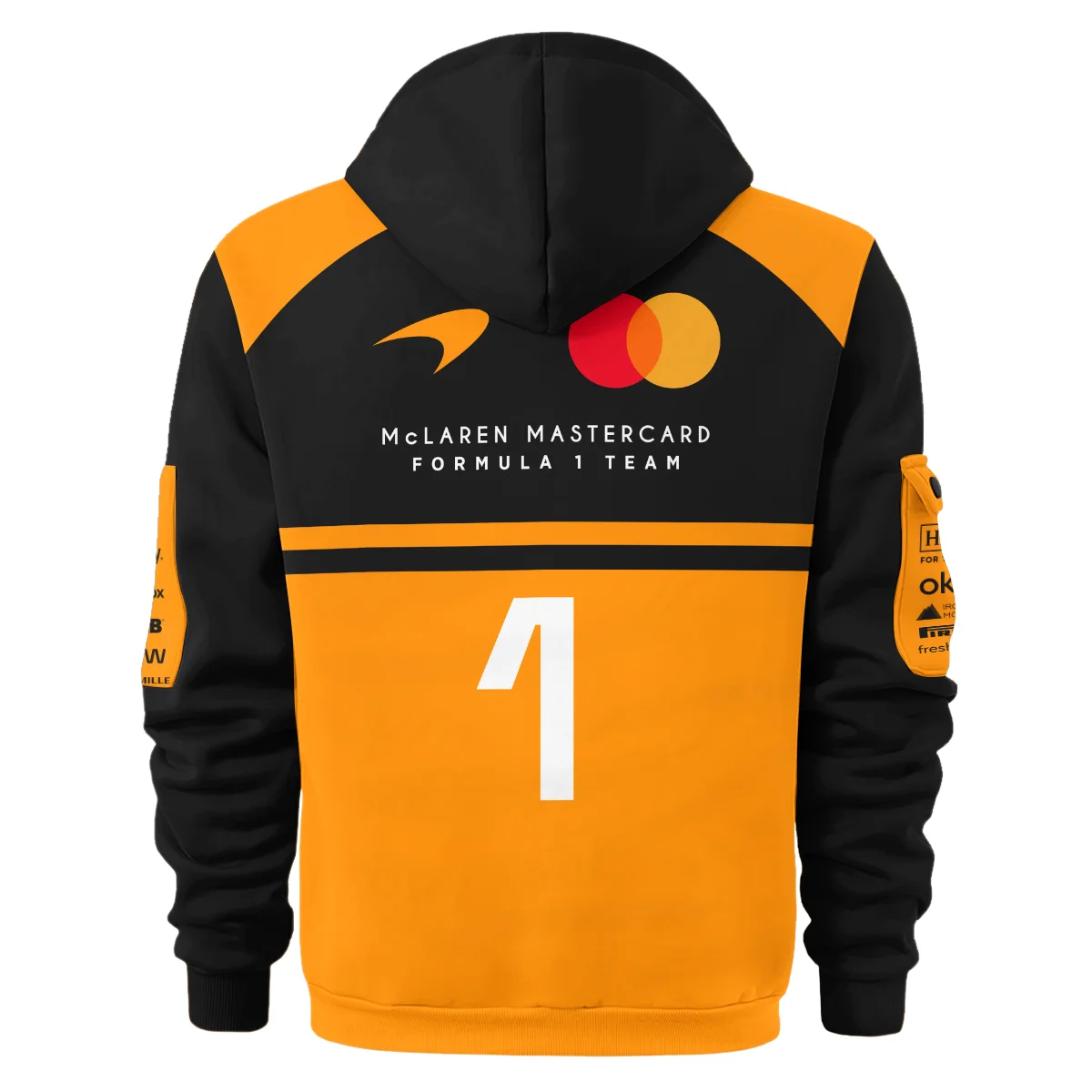 2026 Lando Norris 1 McLaren F1 Teamwear Hoodie Half Zip BLNR25326A1HDF - Orange - Image 3