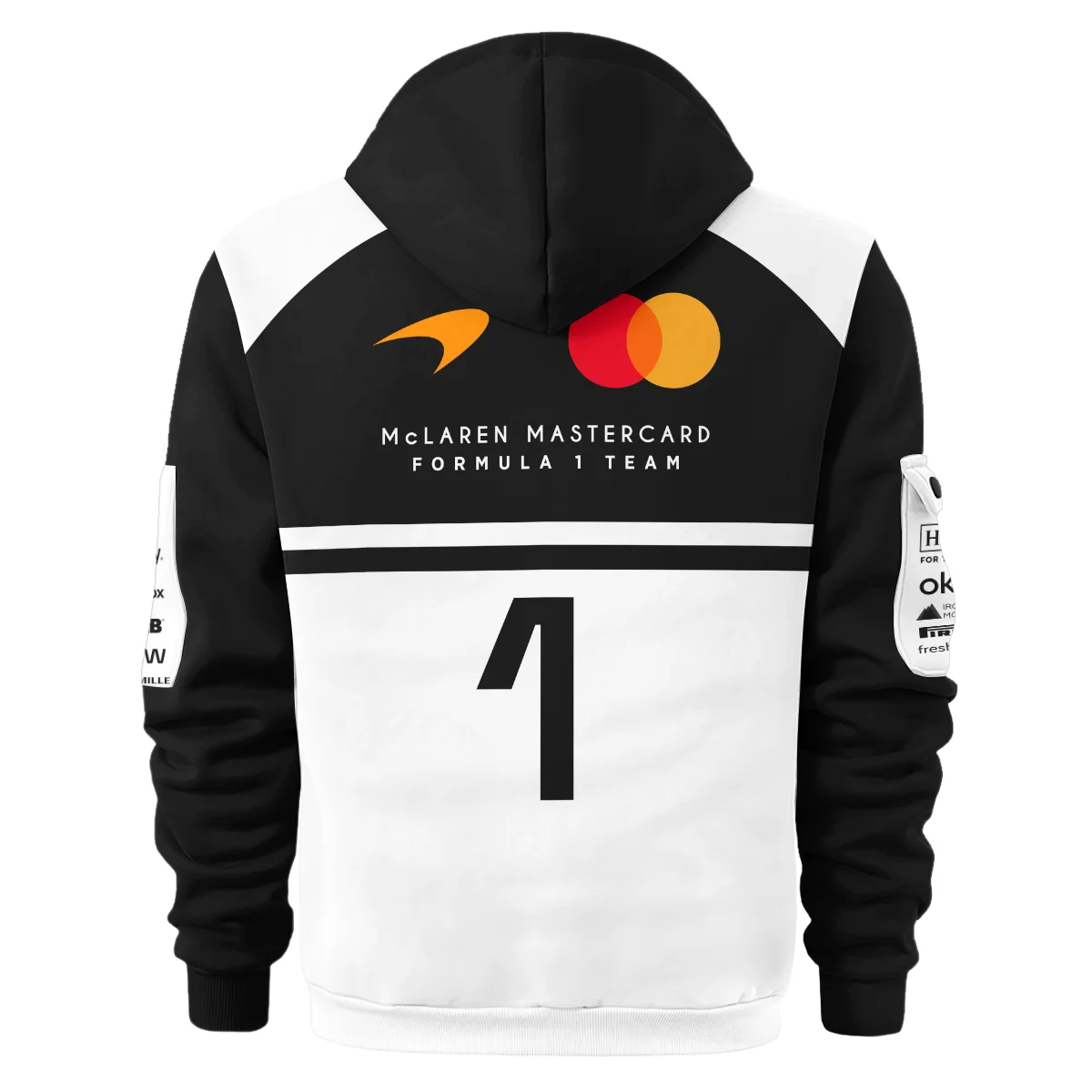 2026 Lando Norris 1 McLaren F1 Teamwear Hoodie Half Zip BLNR25326A2HDF - White - Image 3