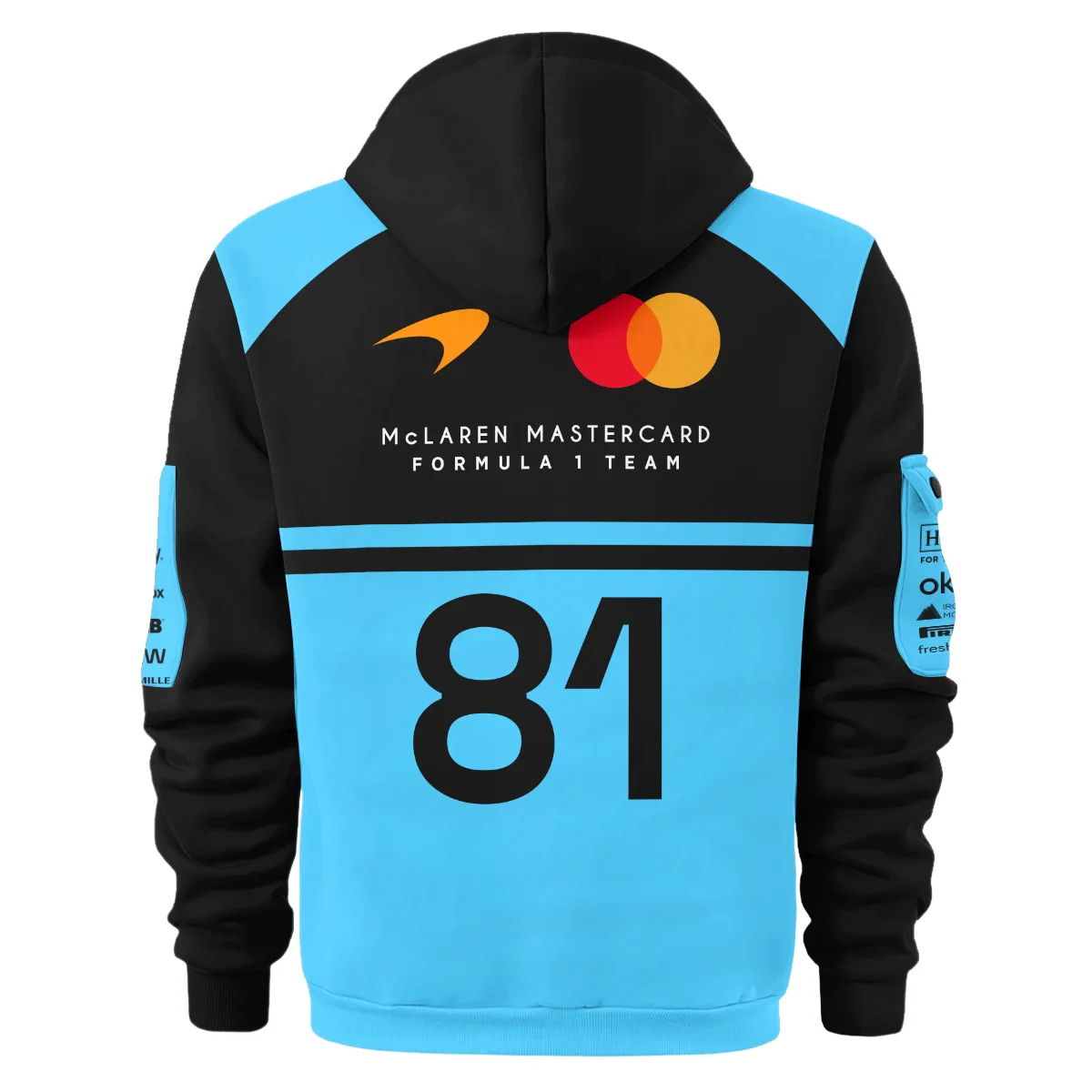 2026 Oscar Piastri 81 McLaren F1 Teamwear Hoodie Half Zip BLOP25326A3HDF - Cyan - Image 3