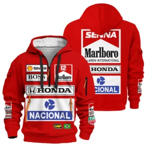 1988 Ayrton Senna Honda Race Suit Marlboro McLaren Hoodie Half Zipper BL3725A2HDF - Trackside Outfit
