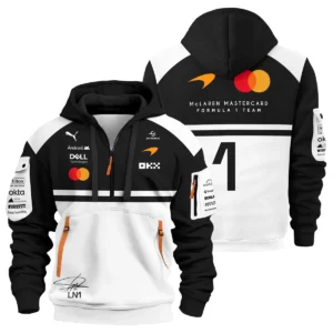2026 Lando Norris 1 McLaren F1 Teamwear Hoodie Half Zip BLNR25326A2HDF - White