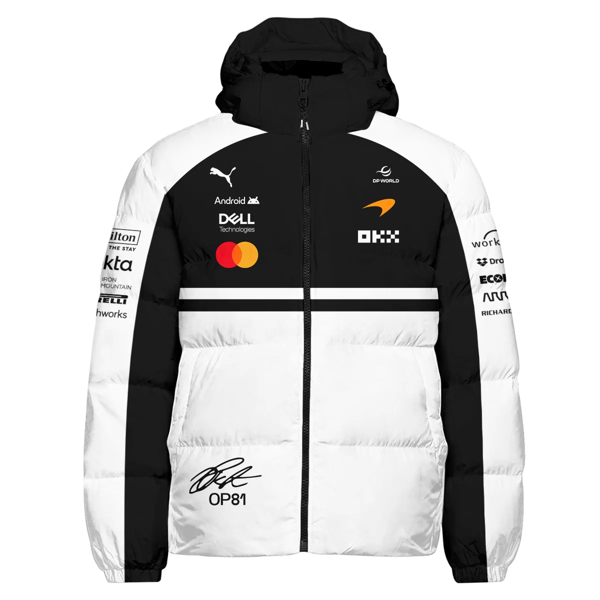 2026 Oscar Piastri 81 McLaren F1 Teamwear Down & Puffer Jackets BLOP25326A2HCJ - White - Image 2