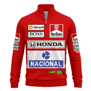 Alternative view of 1988 Ayrton Senna Honda Race Suit Marlboro McLaren Quarter-Zip Sweatshirt BL3725A2QZS