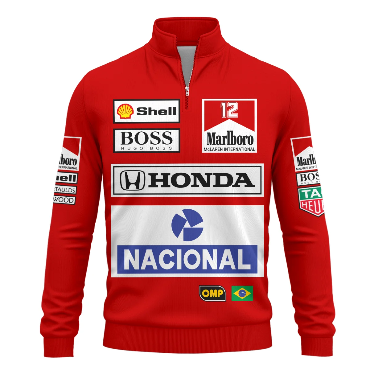 1988 Ayrton Senna Honda Race Suit Marlboro McLaren Quarter-Zip Sweatshirt BL3725A2QZS - Image 2