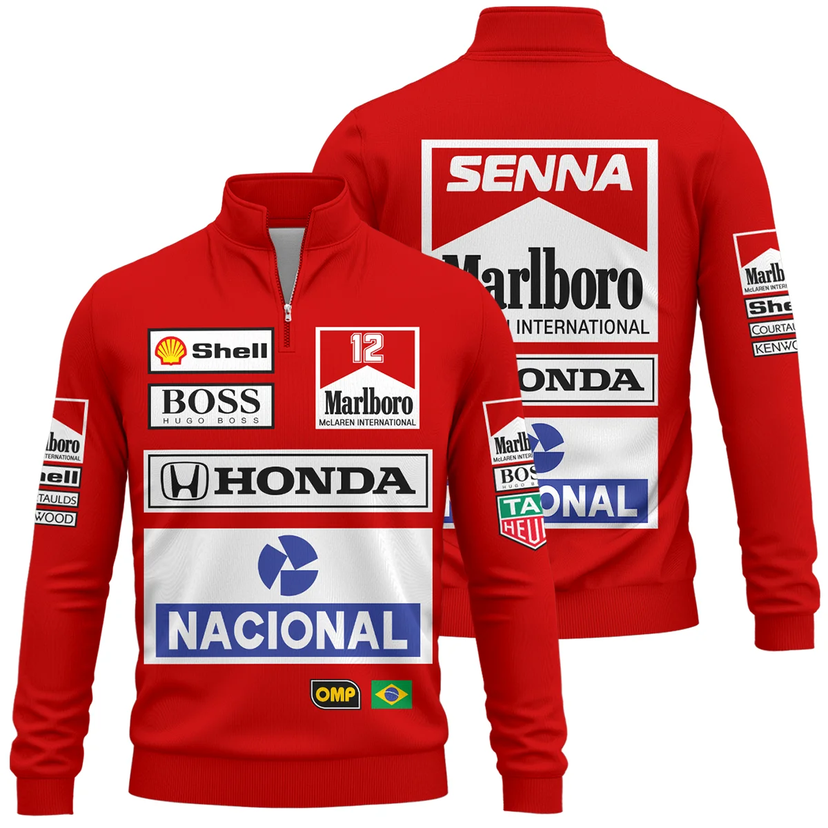 1988 Ayrton Senna Honda Race Suit Marlboro McLaren Quarter-Zip Sweatshirt BL3725A2QZS