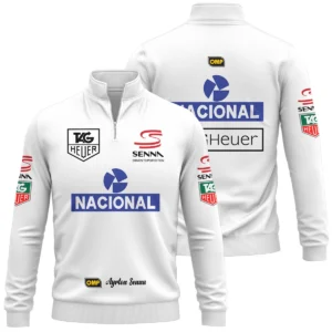 1985 Ayrton Senna John Player Special Lotus F1 Racing Team Quarter-Zip Sweatshirt BL3725A3QZS - Race Day Outfit