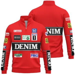 1986 Nigel Mansell Racing Suit Williams F1 Quarter-Zip Sweatshirt BLNM29725A4QZS - Race Day Design