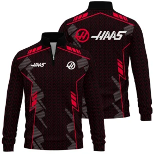 Haas F1 Teamwear Quarter Zip Sweatshirt BLVA5326A1HAASQZS - Motorsport Apparel