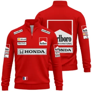 1989 Alain Prost Racing Costume Ferrari F1 Team Quarter-Zip Sweatshirt BLVAAP070725A01QZS - Trackside Outfit