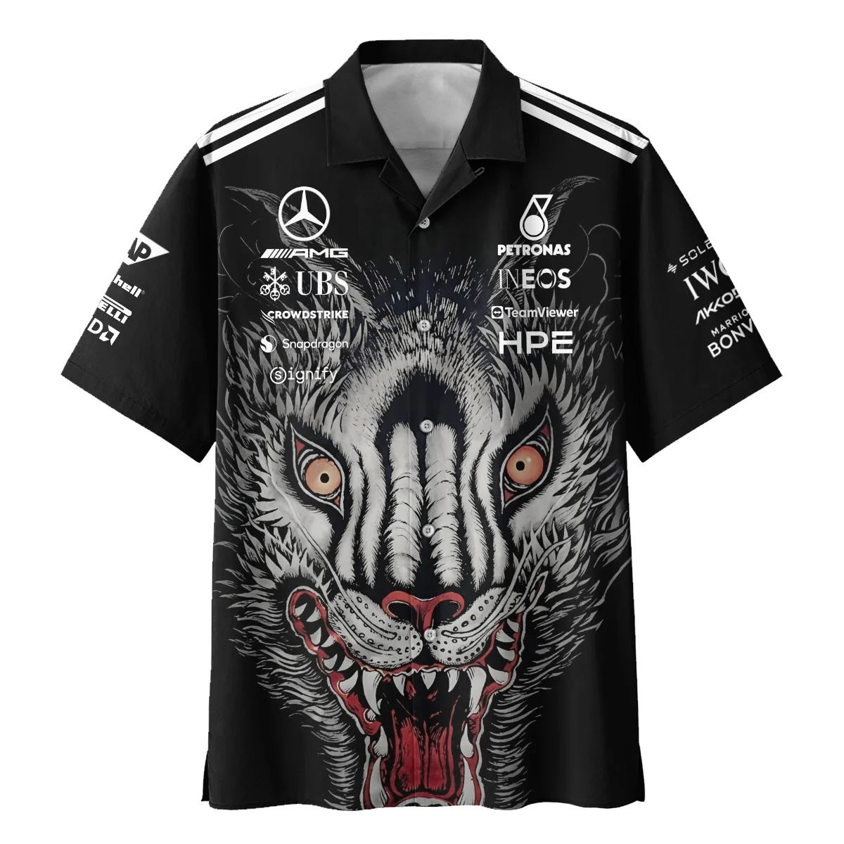 2026 Japan GP Y-3 x Mercedes F1 - Hawaiian Shirt BLMER18326A1HW - Image 2